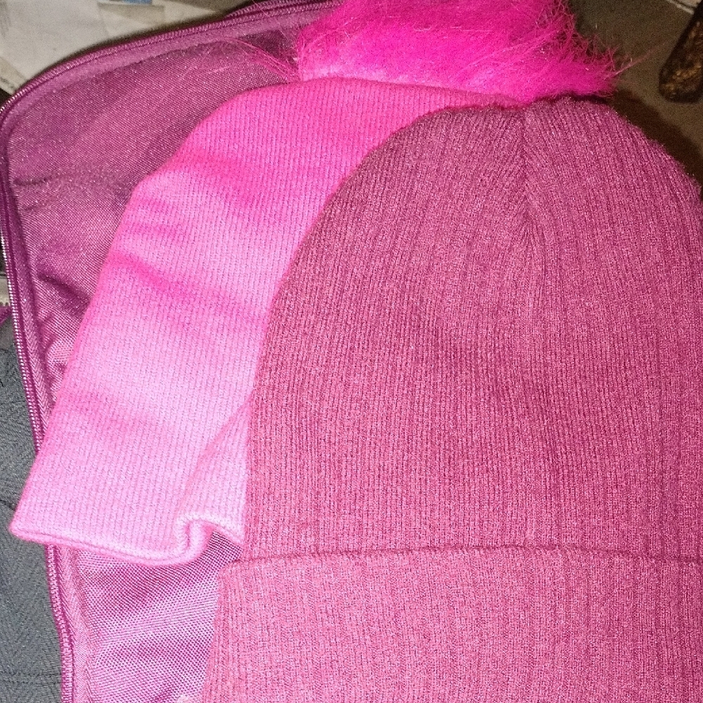 Kids' Pink and Character Beanie And Burgundy - Picture 2 of 3